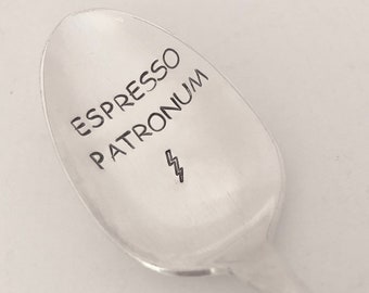 Espresso Patronum!    vintage silverware hand stamped spoon