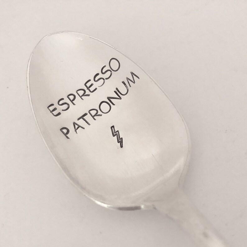 Espresso Patronum vintage silverware hand stamped spoon