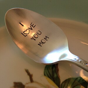I Love You Mom vintage silverware hand stamped spoon image 2