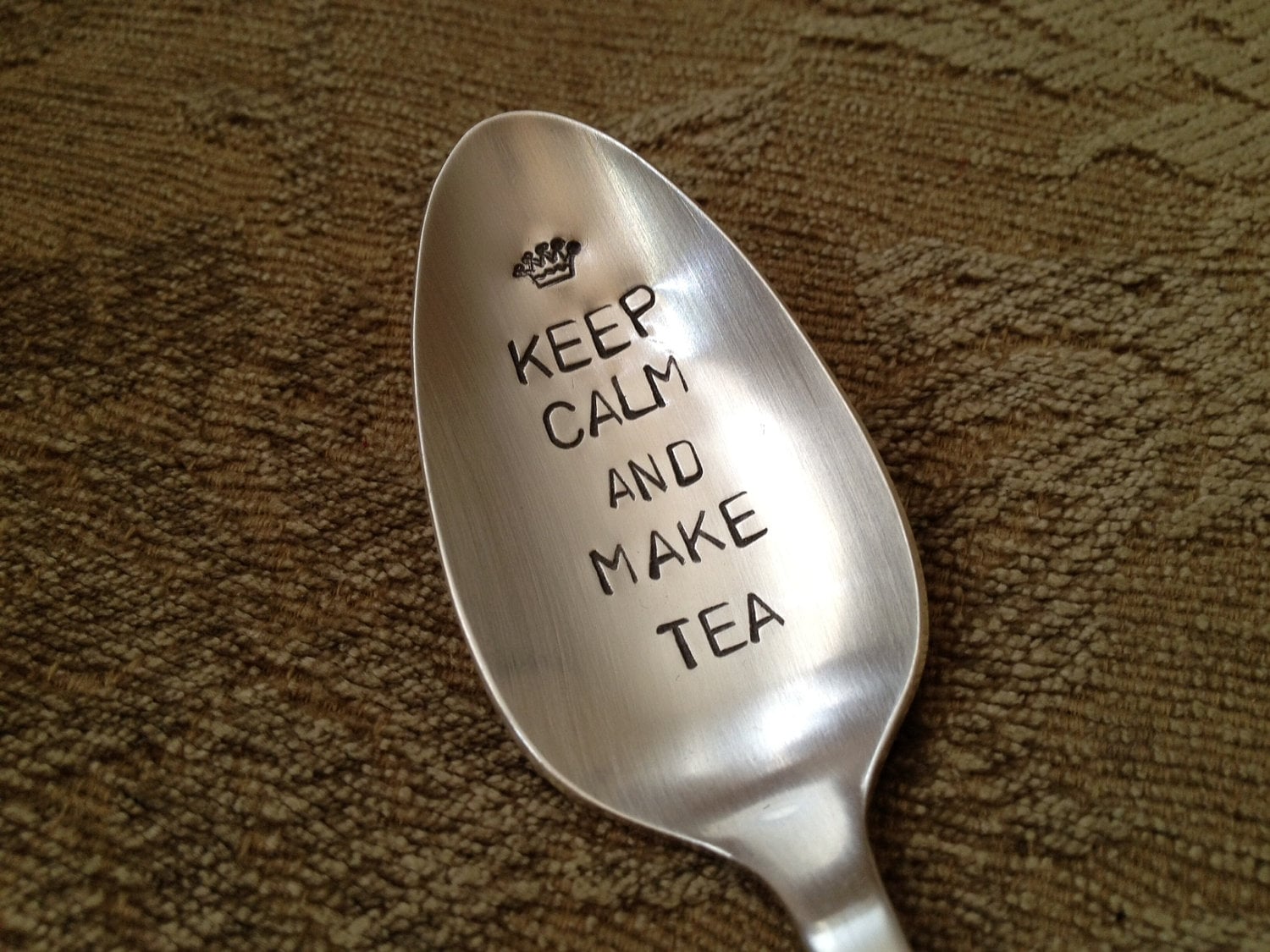 Keep Calm and Make Tea - Hand Stamped Vintage Spoon for tea lovers