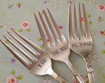 I Do, Me Too,  Me Three      Vintage Wedding Forks