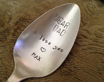 Recycled silverware...Dear Dad     Vintage  Stamped Large Tablespoon