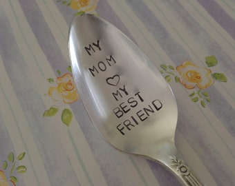 My Mom  My Best Friend     recycled silverware vintage silverware Mothers spoon