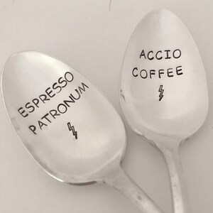 Espresso Patronum vintage silverware hand stamped spoon image 3