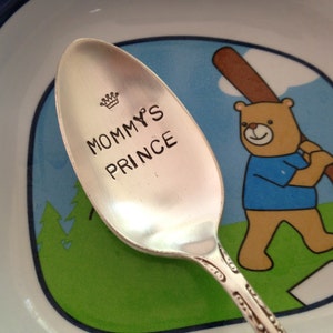 Mommy's Prince   Hand Stamped Personalized Vintage Childs spoon