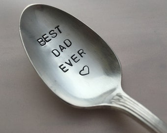 Best Dad Ever   vintage silverware hand stamped spoon