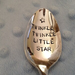 Recycled silverware Twinkle Twinkle Little Star vintage silverware hand stamped spoon image 2