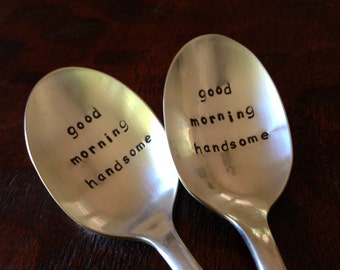 Personalized Good Morning Spoon    recycled silverware vintage silver plate spoon