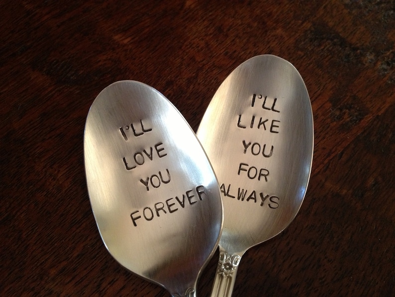 Recycled Silverware Hand Stamped Spoons I'll Love You Etsy