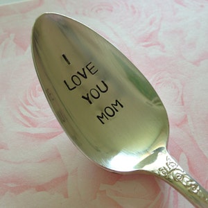 I Love You Mom vintage silverware hand stamped spoon image 3