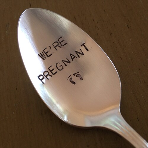 Recycled Silverware We're Pregnant Vintage Hand Stamped Etsy