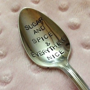 Vintage Silverware Spoon Hand Stamped Sugar and Spice and Everything Nice image 1