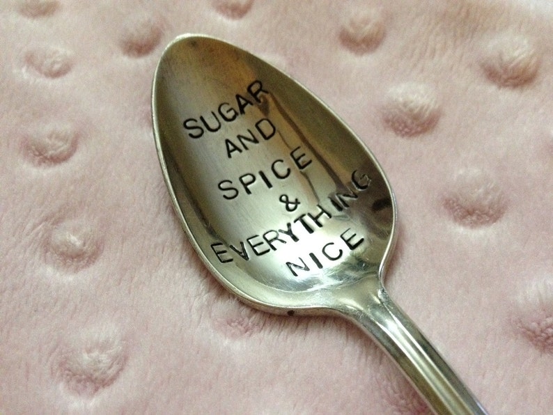 Vintage Silverware Spoon Hand Stamped Sugar and Spice and Everything Nice image 1