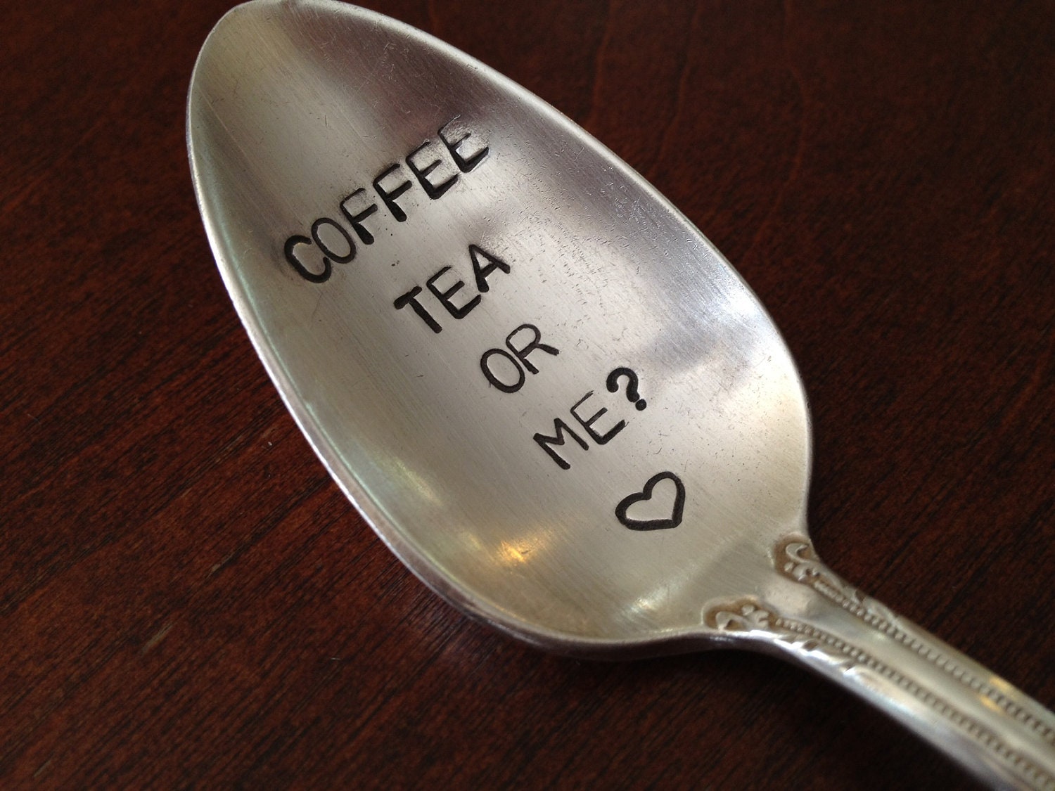 Coffee Tea or Me Hand Stamped Vintage Spoon for Coffee Etsy