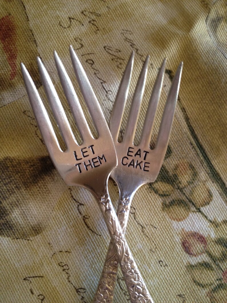 Vintage Silverware Hand Stamped Cake Forks Etsy