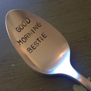 Good Morning Bestie, recycled vintage silver plate spoon image 3