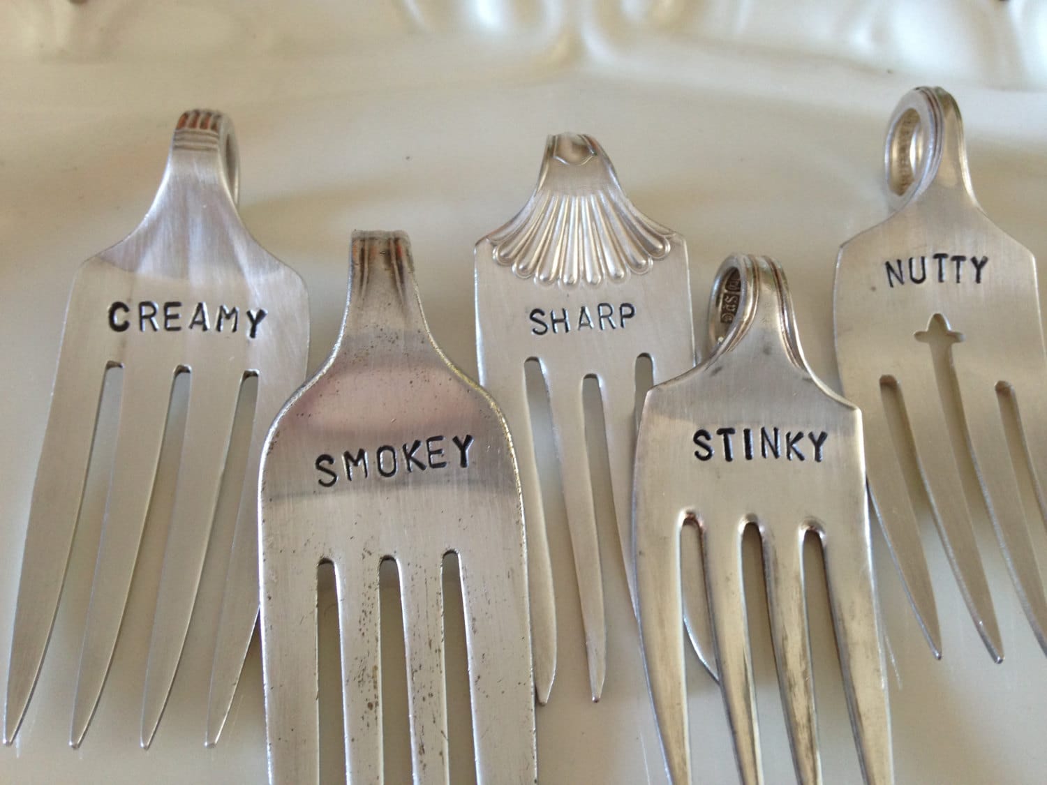 Fork Cheese Markers set of 5 Repurposed Vintage