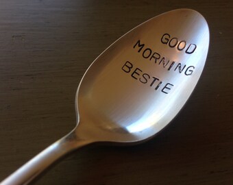 Good Morning Bestie, recycled vintage silver plate spoon