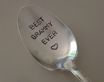 Best Grammy Ever    vintage silverware hand stamped spoon
