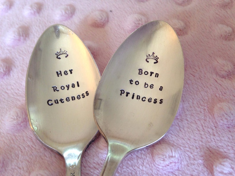 Born To Be A Princess vintage silverware hand stamped spoon image 3
