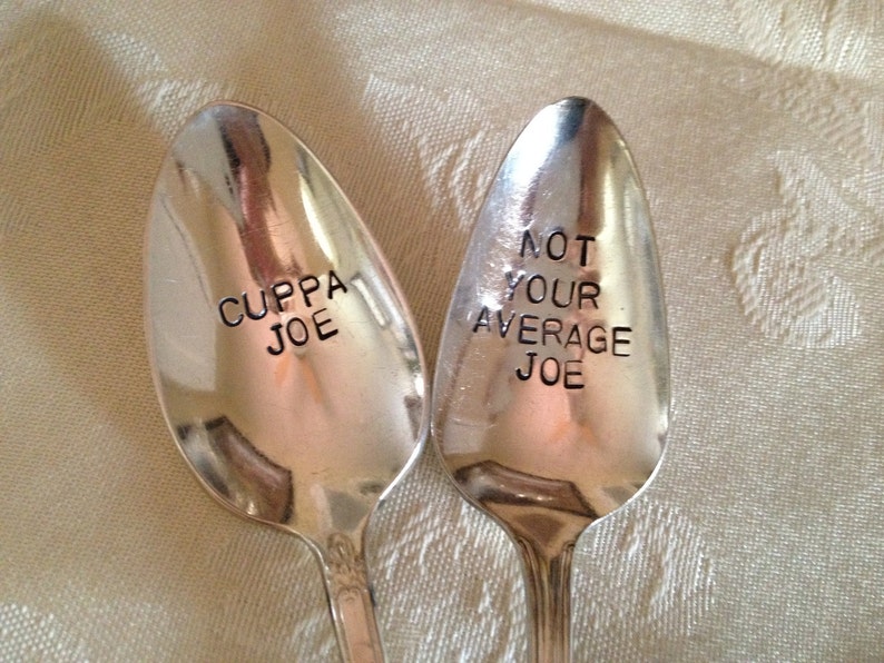 Choose 5 Hand Stamped Vintage Spoons for Coffee Lovers image 5