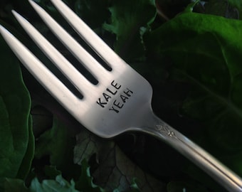 Kale Yeah!     silverware hand stamped fork