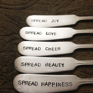 vintage silverware hand stamped cheese spreader, butter knifes image 2