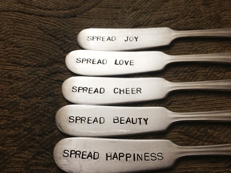 vintage silverware hand stamped cheese spreader, butter knifes image 2