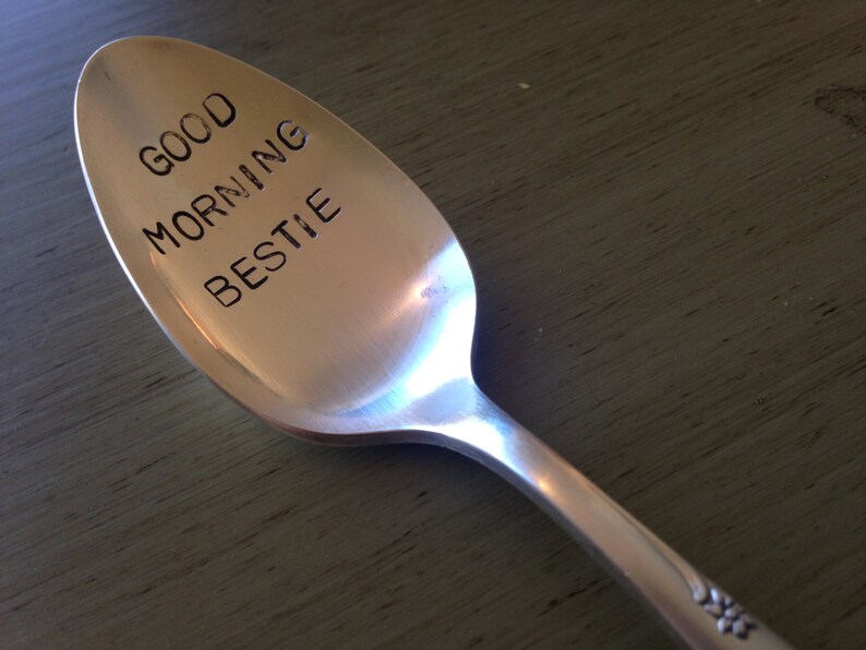 Good Morning Bestie, recycled vintage silver plate spoon image 2