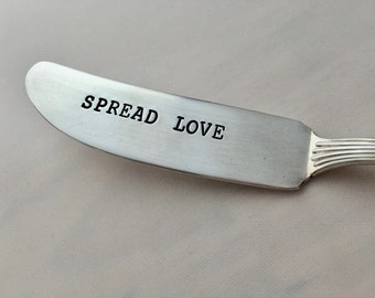 Spread Love  vintage silverware hand stamped cheese spreader, butter knife