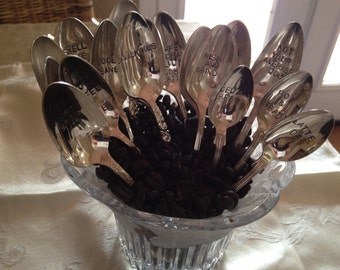 Choose 2 - Hand Stamped Vintage Spoons for Coffee Lovers