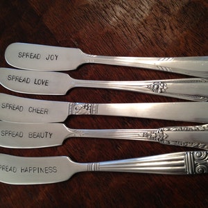 vintage silverware hand stamped cheese spreader, butter knifes image 3