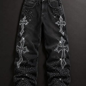 Y2k jeans rhinestone - Etsy 日本
