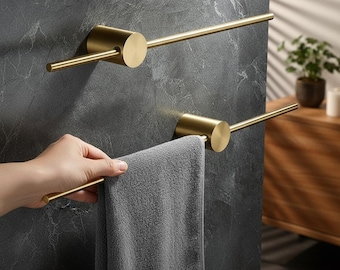 Brushed Gold Towel Bar, Stainless Steel Wall Mount Towel Holder, Modern Minimalist Bath Hardware
