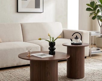 MODERN ROUND COFFEE Table Set of 2 | Nordic Nesting Tables
