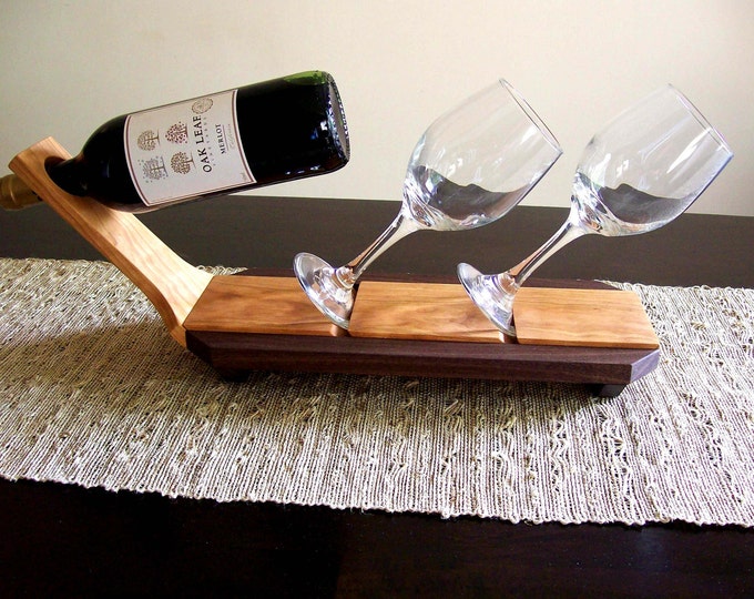Wine Glass and Bottle Caddy / Holder / Rack / Display Etsy