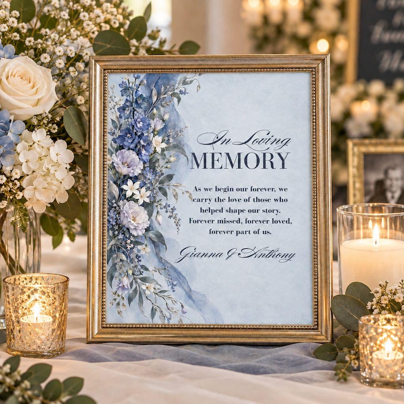 In Loving Memory Wedding Sign | Dusty Blue Memorial Table Sign ...