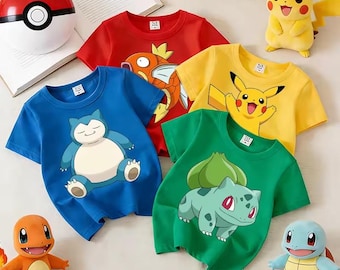 T-shirt Pokémon per bambini,maglietta con stampa a maniche corte,t-shirt estiva per ragazzi e ragazze,idea regalo