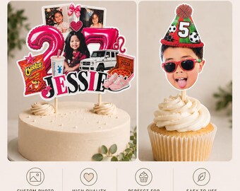 Custom Photo Cake Topper: Personalized Birthday Decorations, Name & Cupcake Toppers