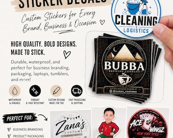 Custom Waterproof Vinyl Stickers, Logo Labels, Die Cut Decals, Business Branding (Fast Shipping)