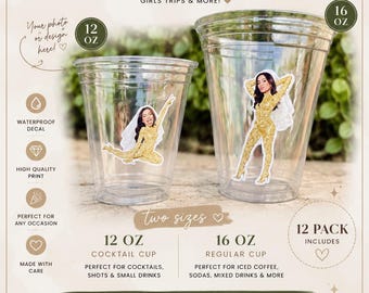 Custom Bachelorette Party Cups | Personalized Photo Cocktail Cups (12/16 oz)