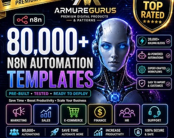80,000+ N8N Automation Templates Bundle, AI Workflows (Digital Download)