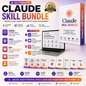 Claude Skill Bundle | LimitedPack-färdigheter, 100+ agenter, uppmaningar, projekt (digital nedladdning)