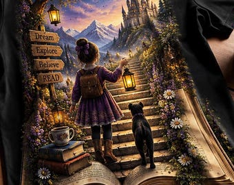 Betoverend sprookjesachtig T-shirt, T-shirt voor fantasyboekliefhebbers, Magisch kasteelavontuur (digitale download)