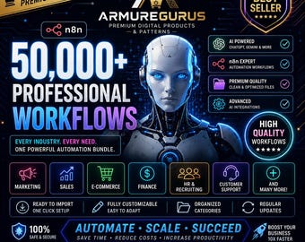 Pack de plus de 50 000 workflows n8n, modèles d'automatisation IA, ChatGPT, agents OpenAI (JSON)