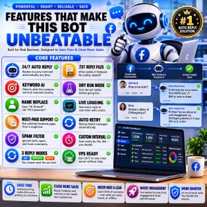 facebook bot, auto reply bot, facebook automation, comment automation, python bot, facebook marketing, lead generation, ecommerce automation, social media bot, smart replies, business automation, facebook tool,