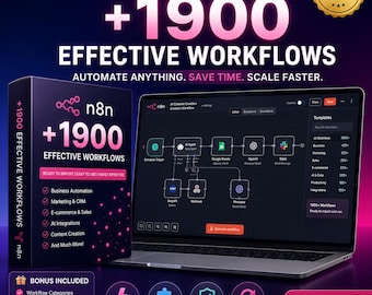 1900+ n8n Workflows Bundle | AI Agents, JSON Templates, Business Automation (Digital Download)