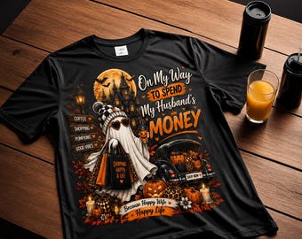 Zabawna koszulka z duchem na zakupy na Halloween, upiorny prezent dla kobiet (do pobrania w wersji cyfrowej)
