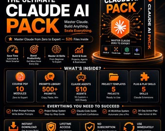 Pack de compétences Claude AI | Plus de 10 000 compétences, plus de 200 agents, scénarios et projets | Téléchargement numérique
