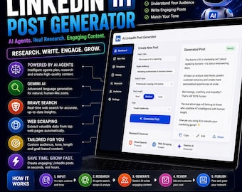 AI LinkedIn Post Generator | Research-Backed Content Creation (Digital Download)